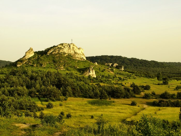 Hilltop with cross in Poland