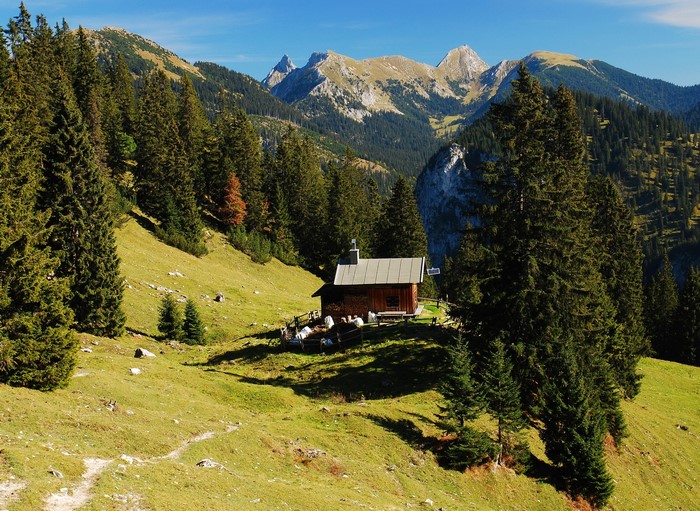 Wooden cabin in Bavarian Alps, Germany