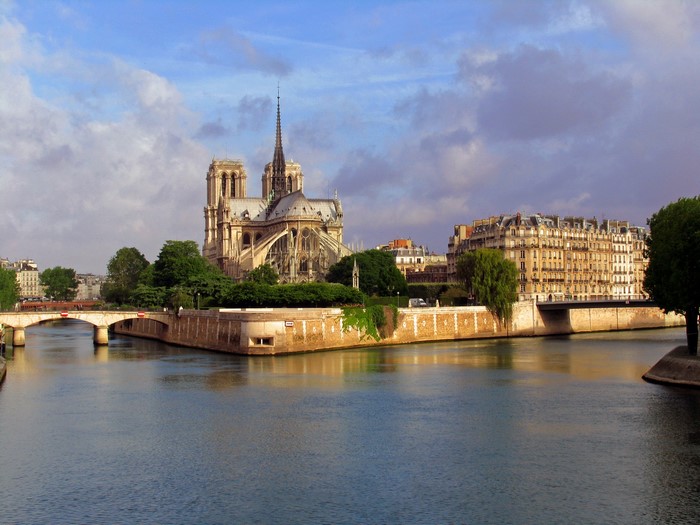 Notre Dame de Paris and Seine River in France