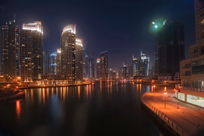 Dubai Skyscrapers at Night