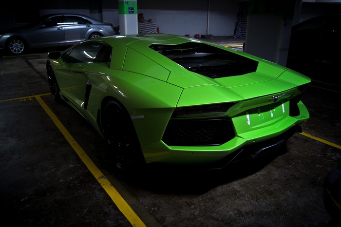 Green Lamborghini LP700-4 Back View