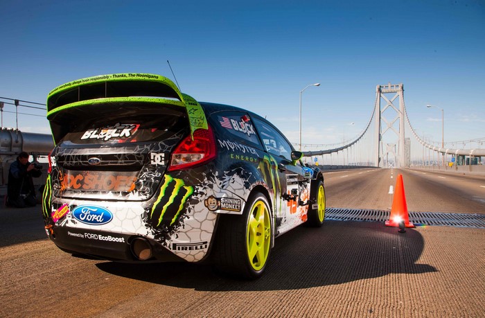 Ken Block's Ford Fiesta on a Bridge