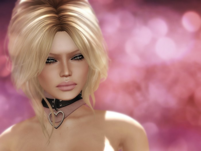 Blonde girl with heart choker
