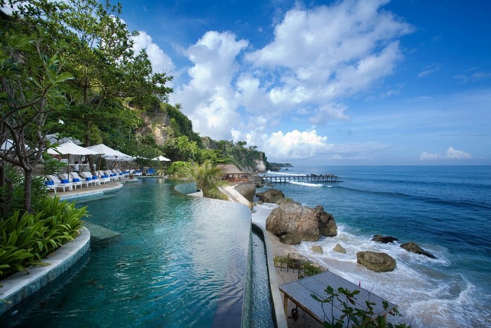 Infinity Pool Overlooking Ocean in Bali, Indonesia