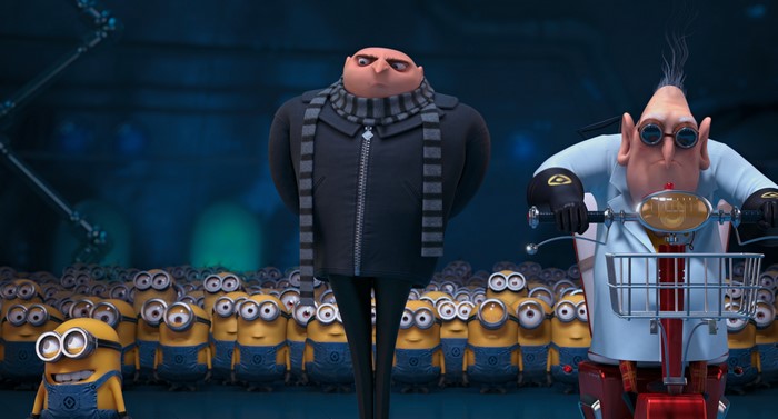 Gru and Dr. Nefario from Despicable Me 2 with Minions
