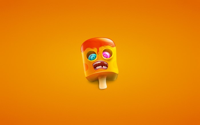 Monster ice cream popsicle with swirling eyes