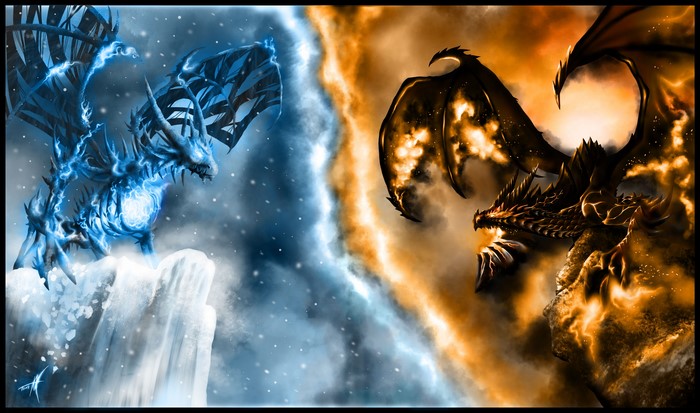 4K World of Warcraft Ice and Fire Dragons
