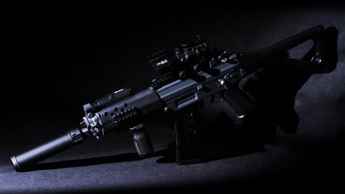 SIG 552 assault rifle with optics and suppressor