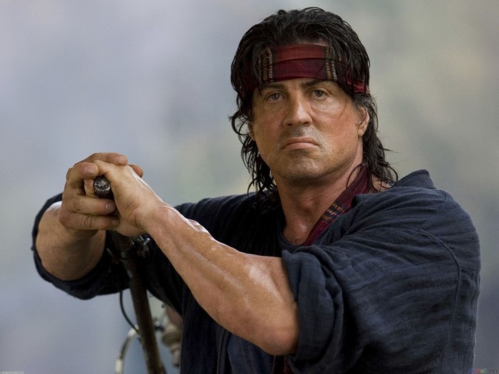 Sylvester Stallone as Rambo in Intense Pose