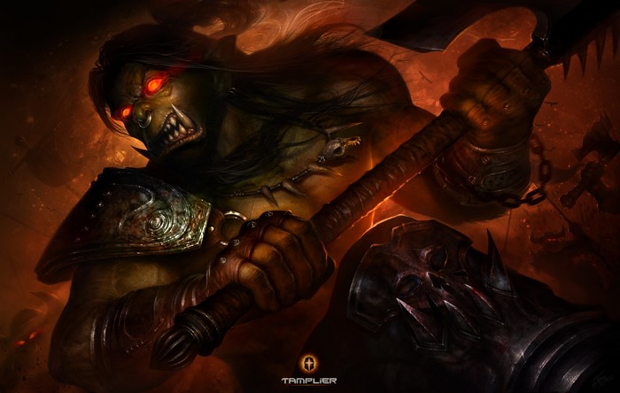 Orc Warrior from World of WarCraft with Battle Axes
