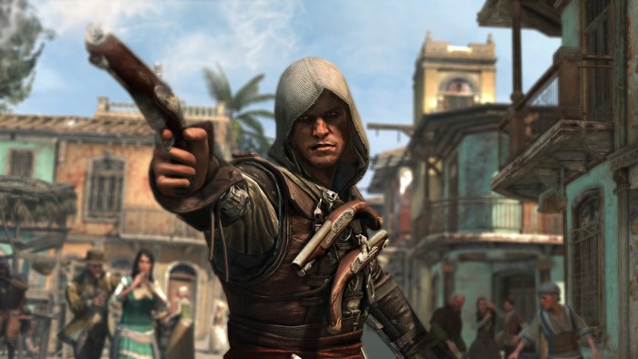 Edward Kenway from Assassin's Creed 4: Black Flag holding pistols