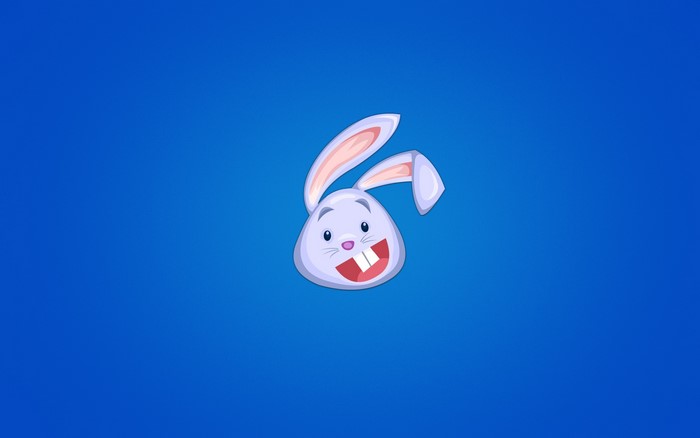 Cartoon Hare Head on Blue Background
