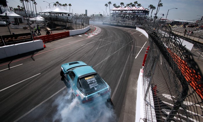 Mazda RX7 drifting on a race track