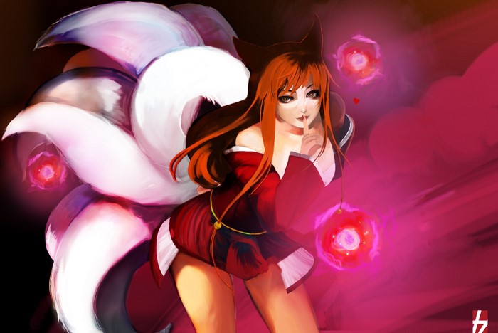 Ahri from League of Legends with magic orbs