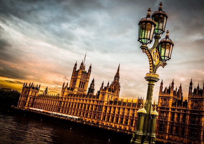 Westminster Palace and Street Lamp in London