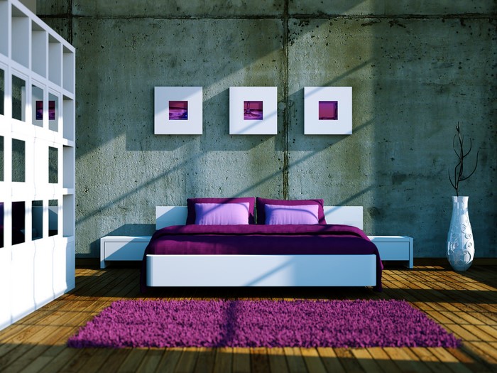 Modern Bedroom with Purple Accents
