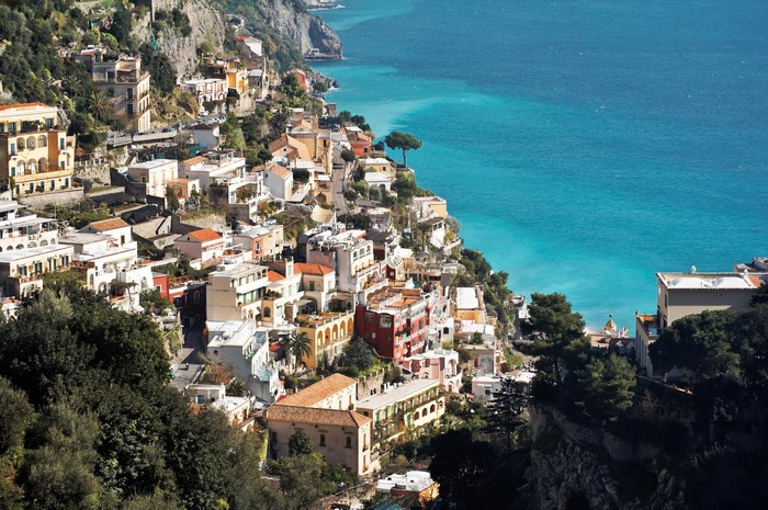 Positano, Italy: Houses on a Cliffside Overlooking the Sea