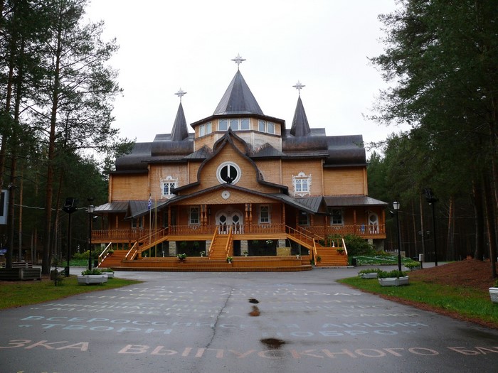 Wooden building in a forest in Russia