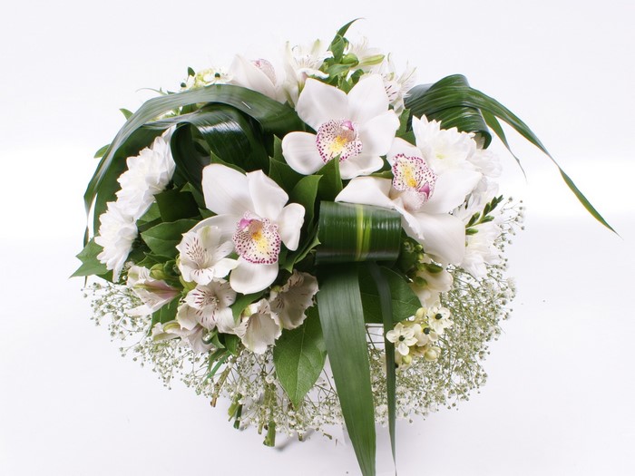 White Orchid and Chrysanthemum Bouquet