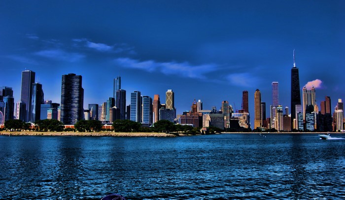 Chicago Skyline Over Lake Michigan