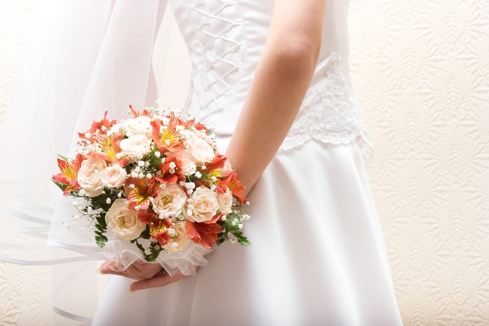 Bride holding a wedding bouquet