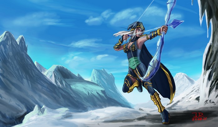 Ashe from League of Legends in a snowy landscape
