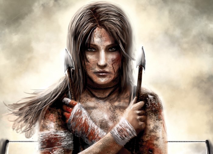 Lara Croft from Tomb Raider painting