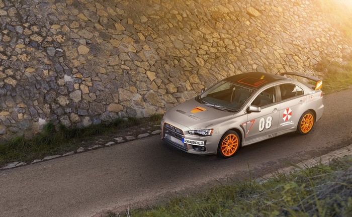 Mitsubishi Lancer Evo X with Umbrealla Corporation livery