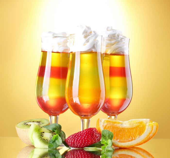 Layered Jellies with Whipped Cream and Fruit