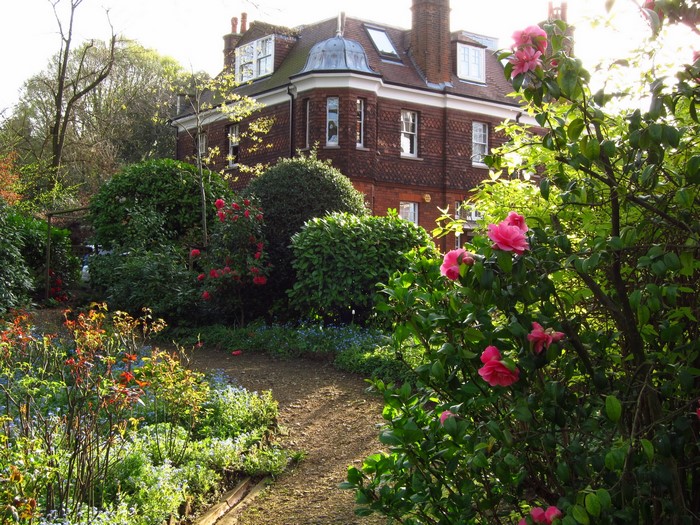 Brick house with garden in Hampstead, England