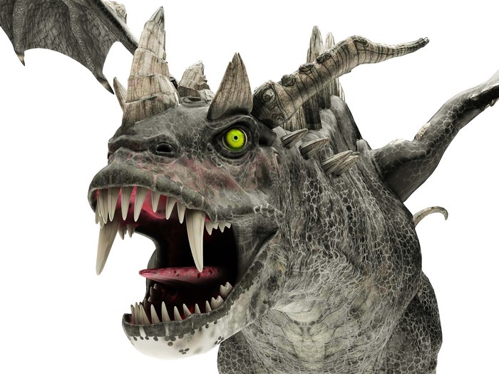 Dragon with sharp teeth and horns