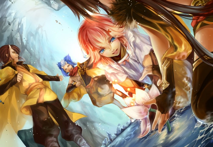 Anime characters in a battle scene
