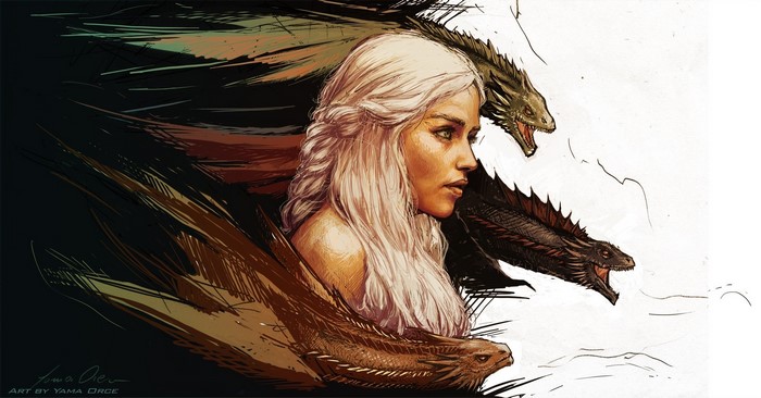 Daenerys Targaryen with Dragons from Game of Thrones