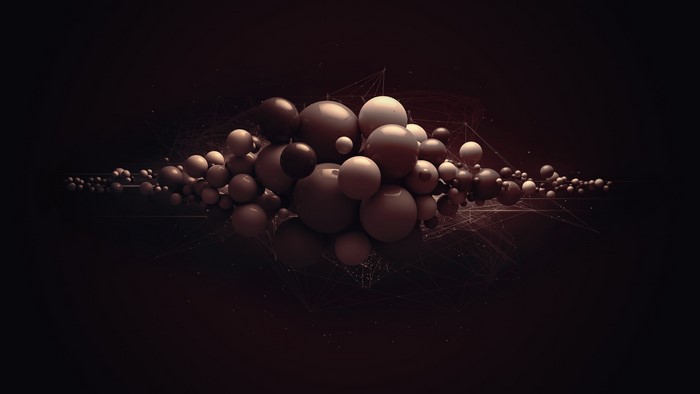 Abstract cluster of spheres with network connections