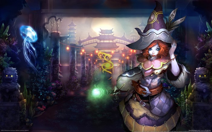 Atlantica Online Witch with Jellyfish and Pagodas