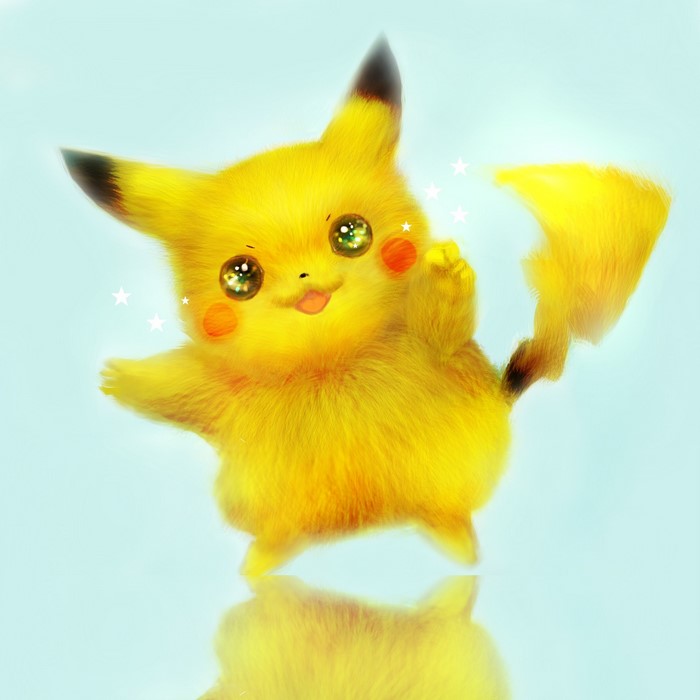 Cute Fuzzy Pikachu with Sparkling Eyes