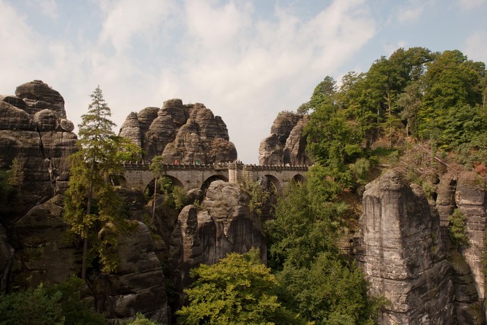 Bastei Bridge in Saxon Switzerland National Park, Germany