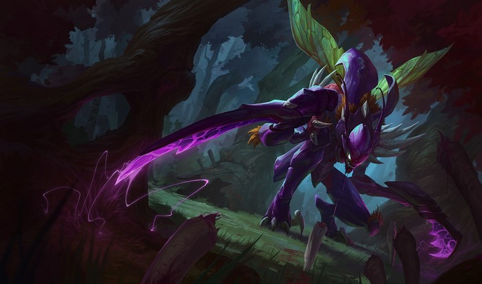 Kha'Zix from League of Legends in a forest