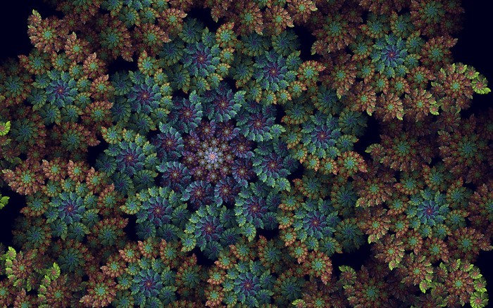 Fractal pattern of swirling floral shapes