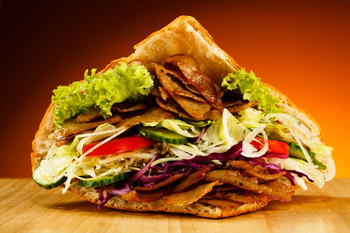 Doner Kebab Sandwich with Vegetables
