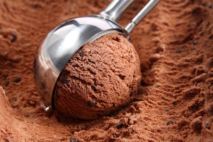 Chocolate ice cream scoop with chocolate ice cream
