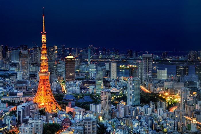 Tokyo Tower and cityscape at night, Japan