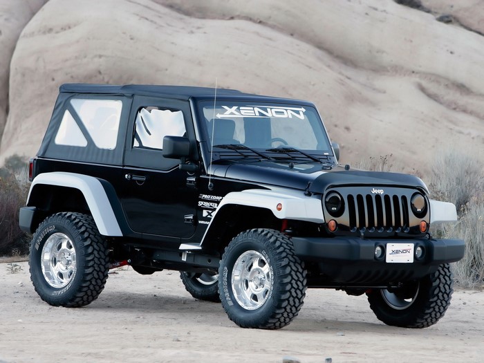 Black Jeep Wrangler with Xenon branding