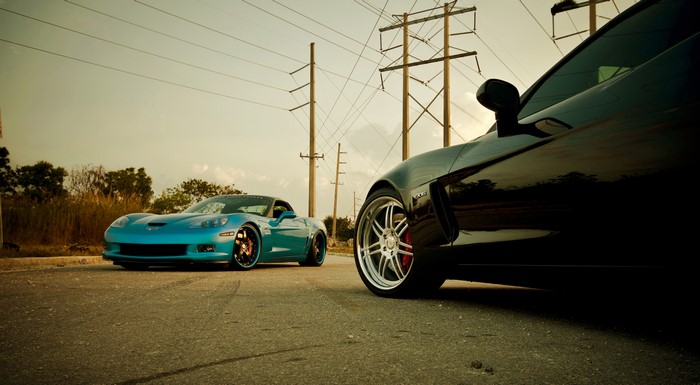 4K Corvette Z06 Chevrolet Black Light Blue