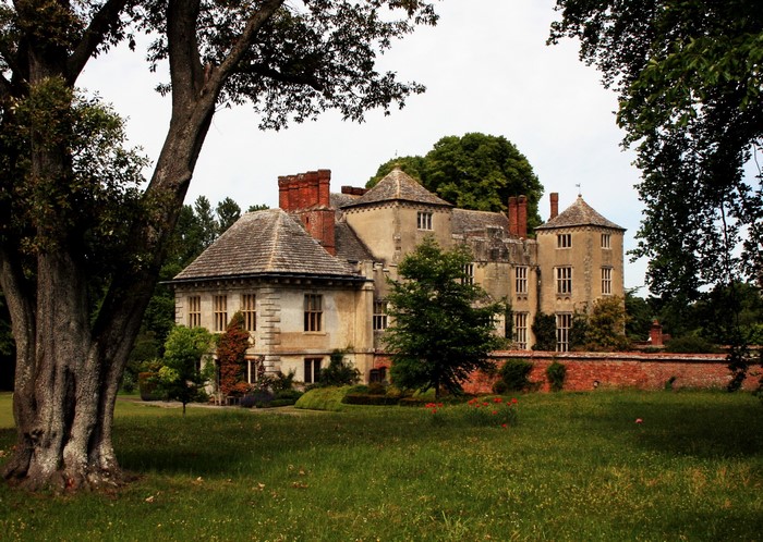 Cranborne House with trees and grass in England