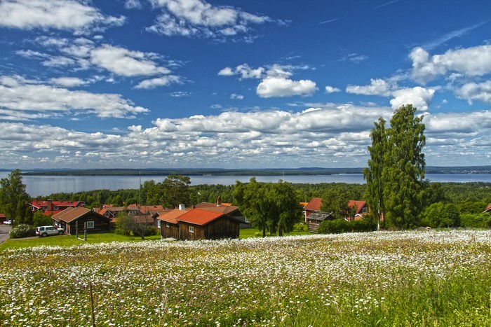 Village by the lake in Dalarna, Sweden