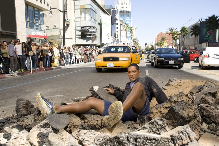 Will Smith in a hole in the street