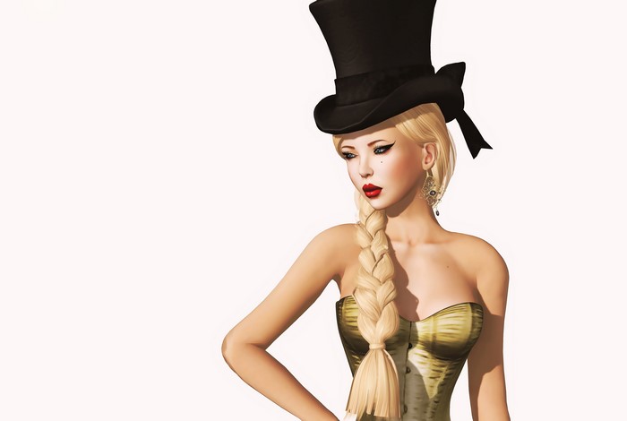Blonde girl with braid hair and hat