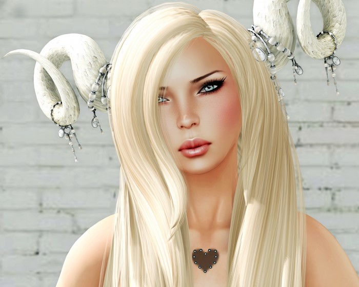 Blonde girl Hair Glance Horns Face