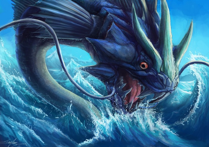Gyarados emerging from the water